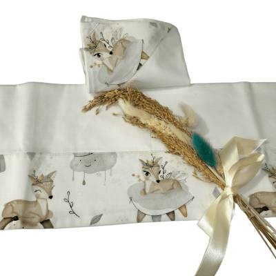 White newborn baby sheet unisex deer - 