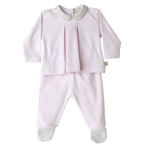 Couvre-bébé en jersey de coton rose avec bavette et carré -