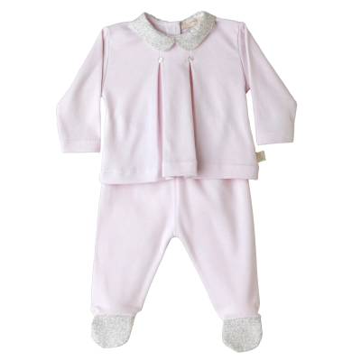 Coprifasceneonata Baby gi in jersey di cotone rosa con bavetta e quadrato -