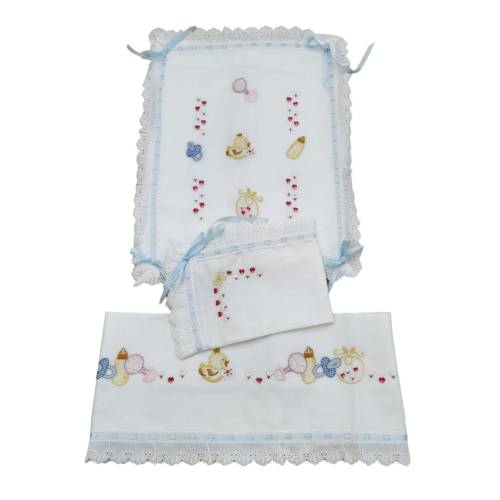 Couverture et drap de bébé brodés à la main - 