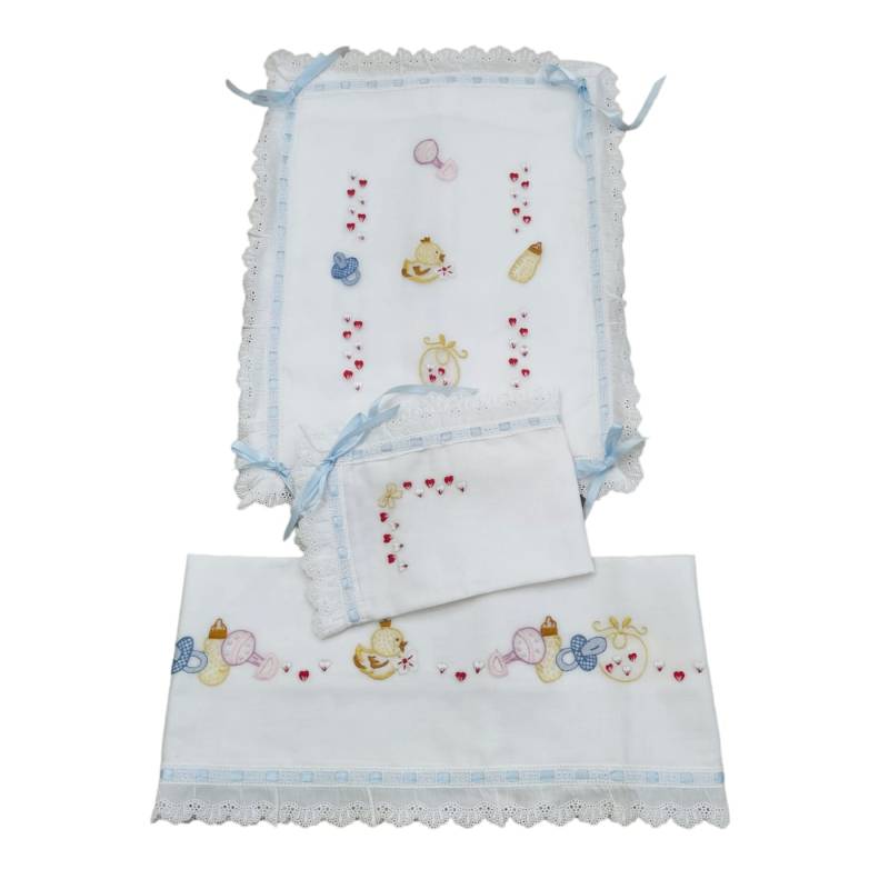 Hand-embroidered baby blanket and sheet - 