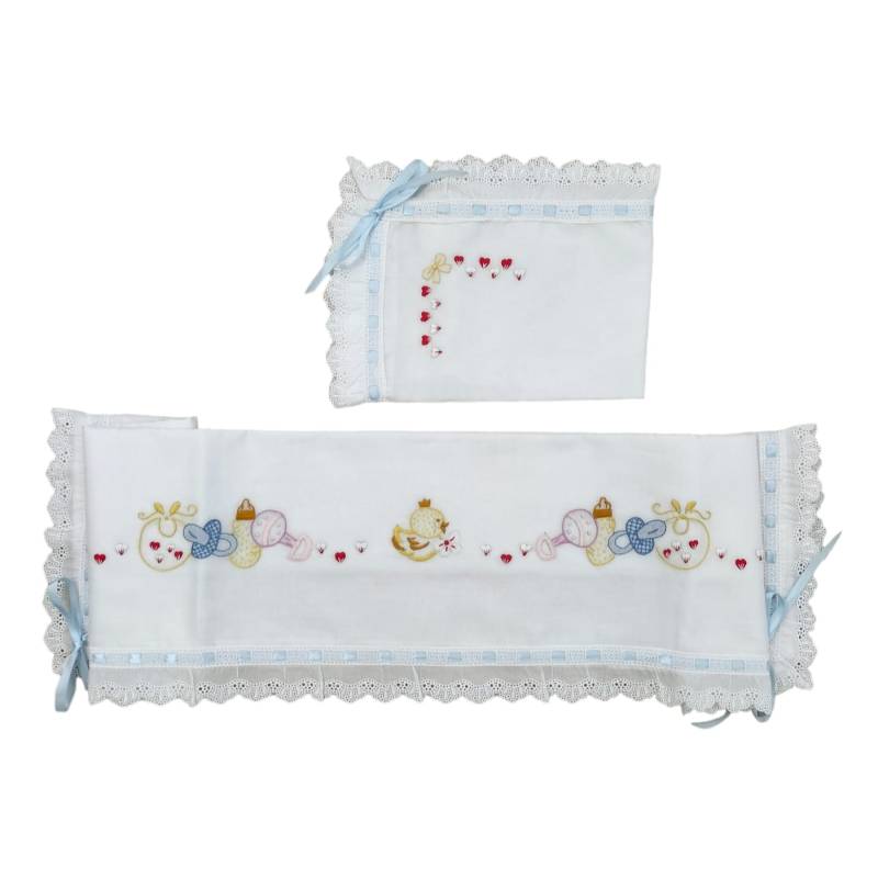 Manta e lençol para bebé bordados à mão - 