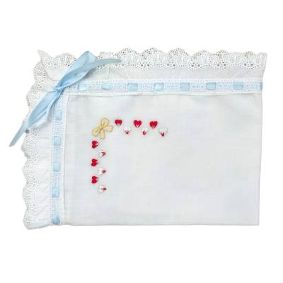 Copertina e lenzuolino ricamati a mano neonato - 