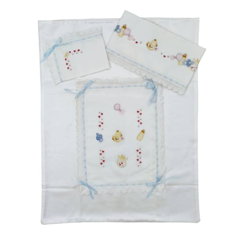 Couverture et drap de bébé brodés à la main - 