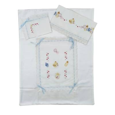 Hand-embroidered baby blanket and sheet - 