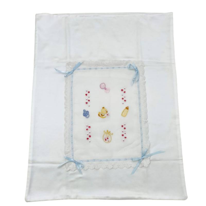 Hand-embroidered baby blanket and sheet - 