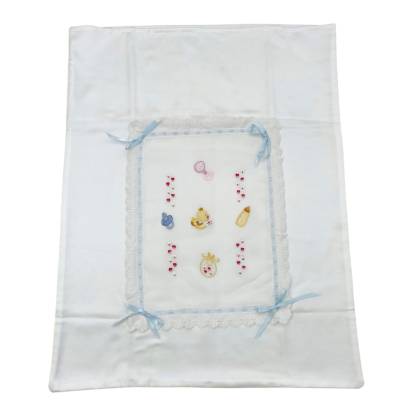Manta e lençol para bebé bordados à mão - 
