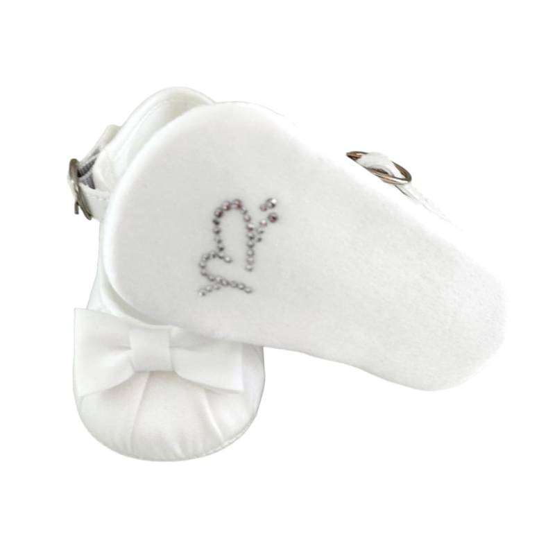 Zapatos de bautizo bebé niña talla 17 blanco - 