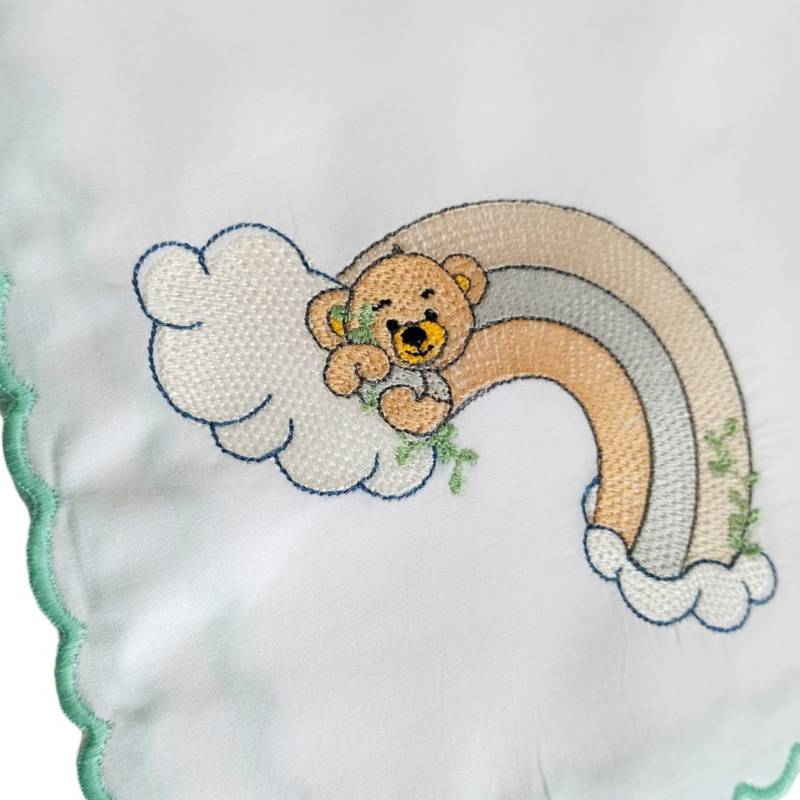 Mussolina in cotone neonato con ricamo - 