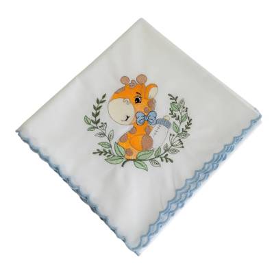 Quadrato in mussolina di cotone neonato con ricamo - 