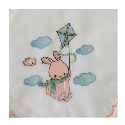 Quadrato in mussolina di cotone neonata con ricamo - 