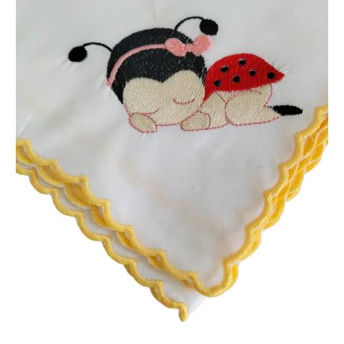 Quadrato in mussolina di cotone per neonata con ricamo -  2