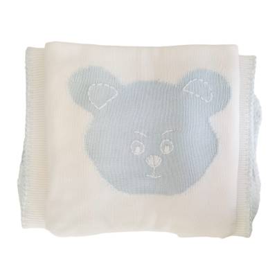 Copertina in filo di cotone bianca e celeste - 