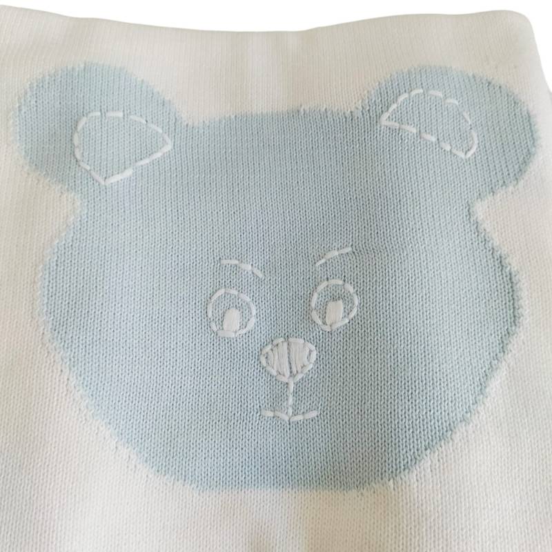 Copertina in filo di cotone bianca e celeste - 