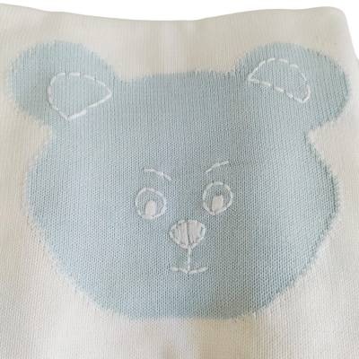 Copertina in filo di cotone bianca e celeste - 