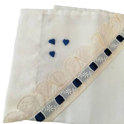 Lenzuolino neonato color panna con ricamo a mano - 