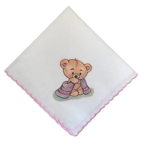 Quadrato in Mussolina di cotone per neonata dipinto a mano - 