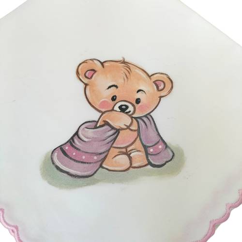 Quadrato in Mussolina di cotone per neonata dipinto a mano -  2