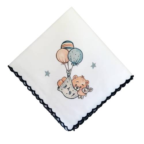 Mussolina in cotone neonato con dipinto a mano - 