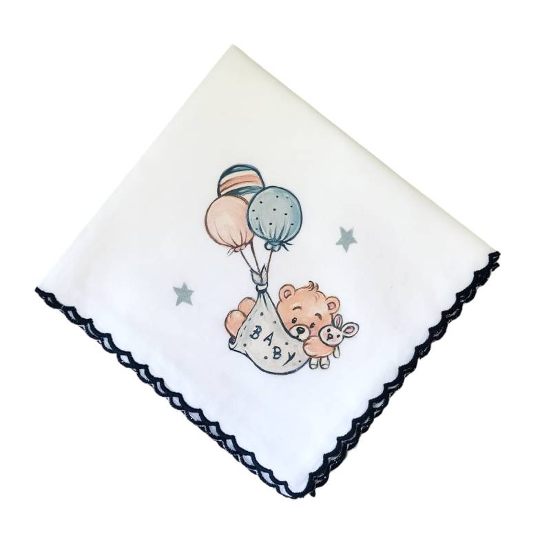Mussolina in cotone neonato con dipinto a mano - 