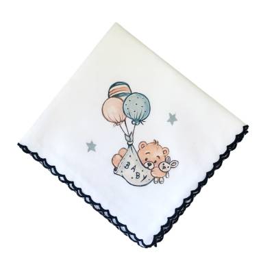 Mussolina in cotone neonato con dipinto a mano - 