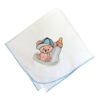 Mussolina in cotone quadrato per neonato dipinto a mano - 