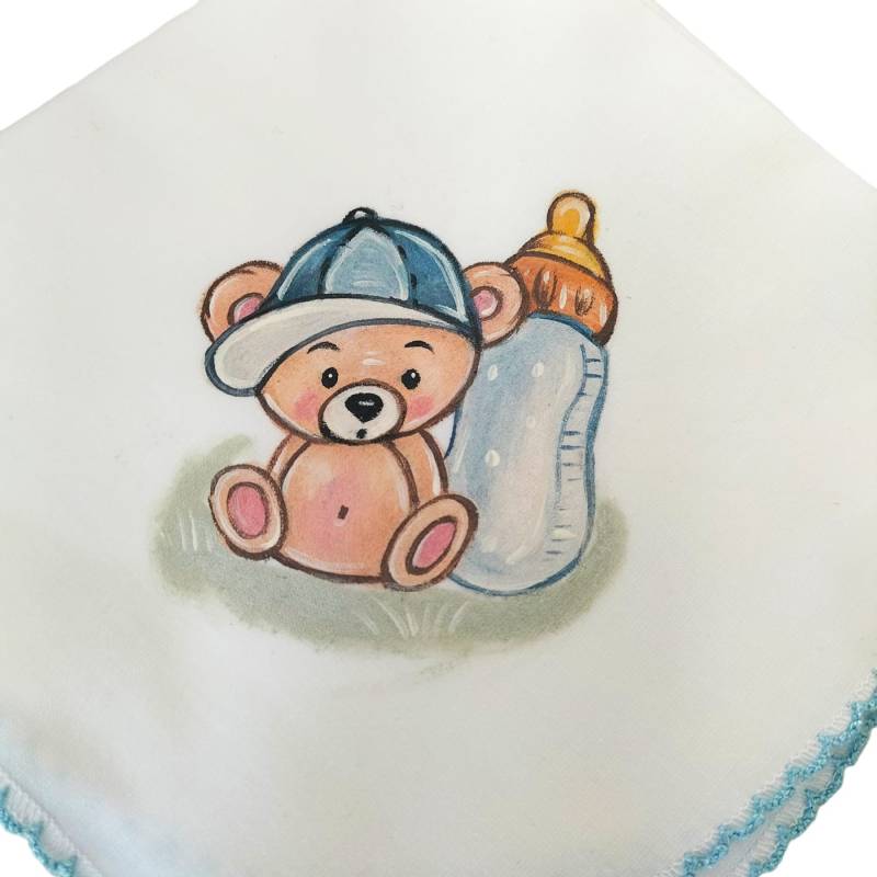 Mussolina in cotone quadrato per neonato dipinto a mano - 