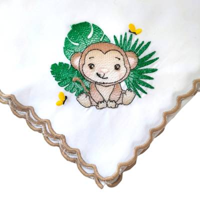 Mussolina in cotone quadrato neonato con ricamo - 