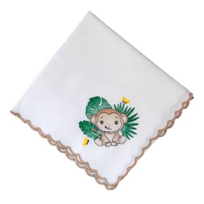 Mussolina in cotone quadrato neonato con ricamo - 