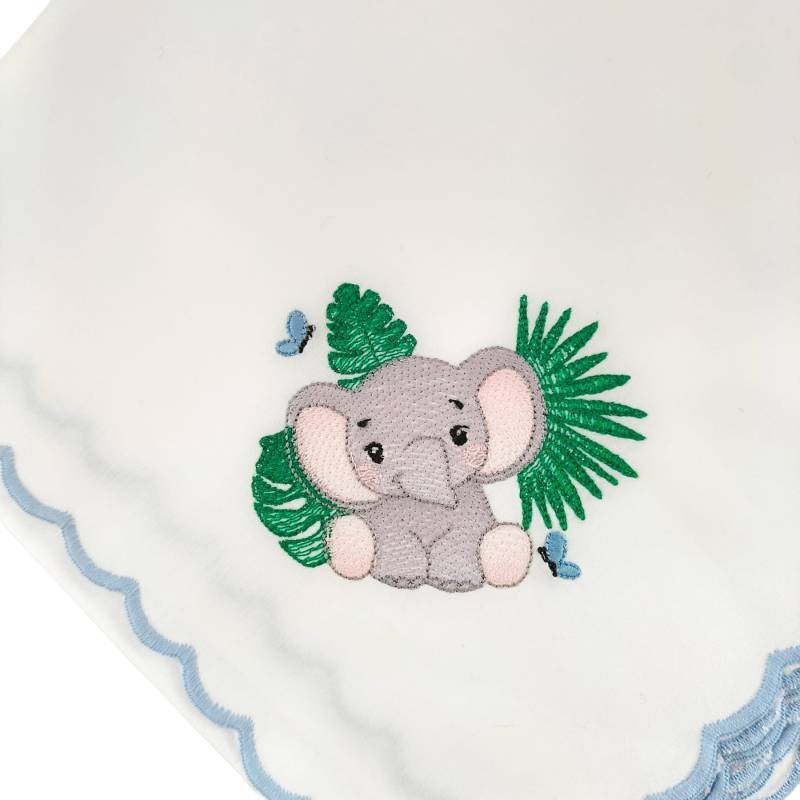 Mussolina in cotone bianco neonato con ricamo - 