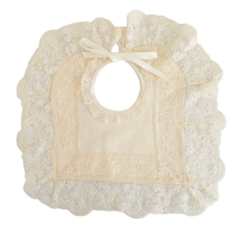 Elegant silk and rebrode lace bib - 