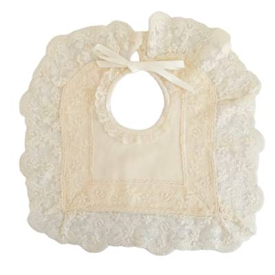 Bavetta elegante in seta e pizzo rebrode' color panna - 