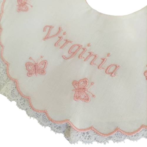 Bavetta personalizzata bambina color panna e rosa - 