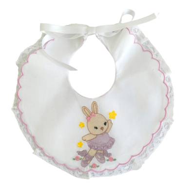 Bavetta per neonata ricamo coniglietta - 