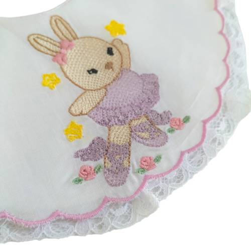 Bavetta per neonata ricamo coniglietta -  2