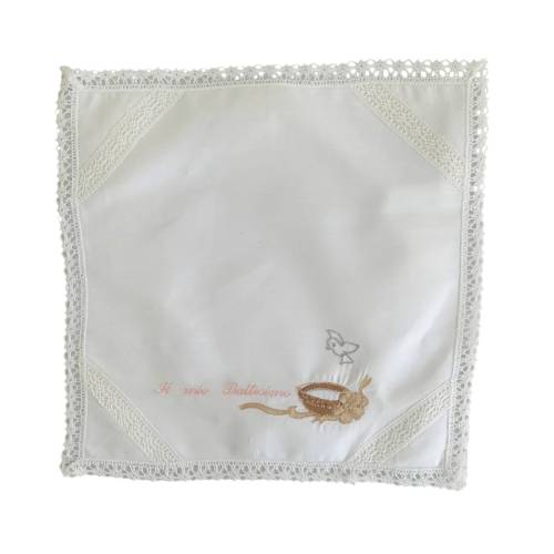 Fazzoletto per Battesimo bambina con ricamo -  2