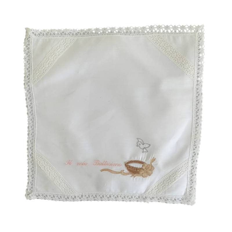 Fazzoletto per Battesimo bambina con ricamo - 