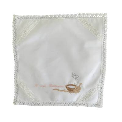 Fazzoletto per Battesimo bambina con ricamo - 
