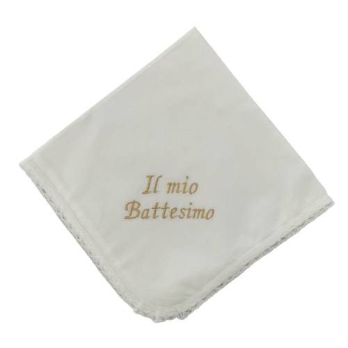 Fazzoletto il mio battesimo con ricamo oro - 