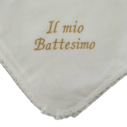 Fazzoletto il mio battesimo con ricamo oro -  2