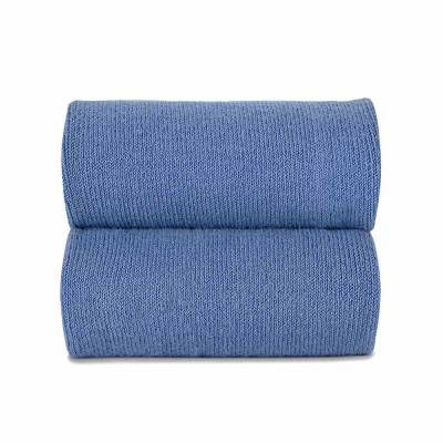 Basic blue French knit long socks - 