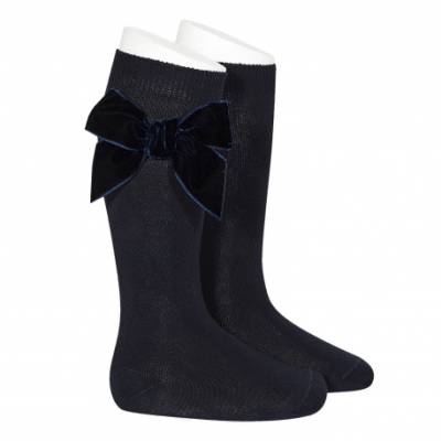 Calcetines largos de cálido punto rasado de algodón con lazo de terciopelo azul 24892_480 - 