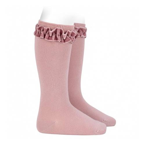 Warm cotton knitted long socks with velvet ribbon ros 24592_526a - 