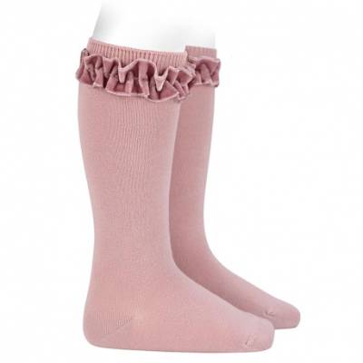 Warme Baumwollstricksocken mit Samtband ros 24592_526a - 