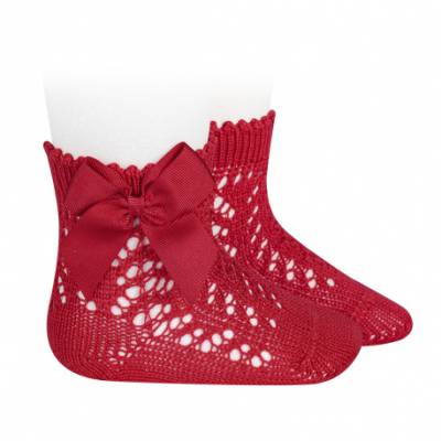 Condor calzini in cotone traforati con fiocco color rosso - 