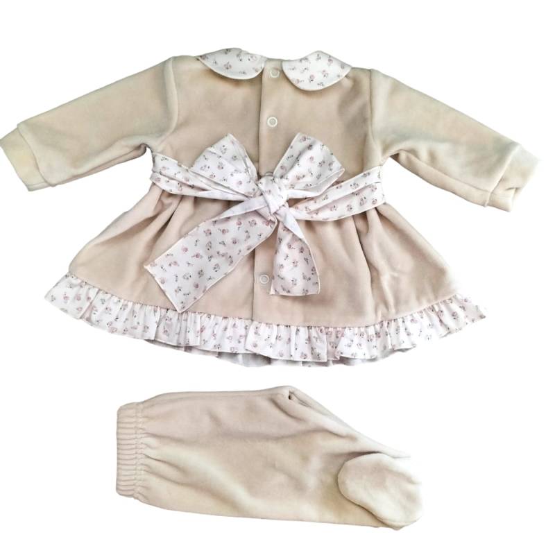 Clinico neonata in ciniglia Teto&Tatta 1 mese color crema e rosa - 