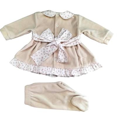 Teto&Tatta Neugeborenes Baby Baumwoll-Fleece-Schlafanzug 1 Monat creme mit Spitze - 