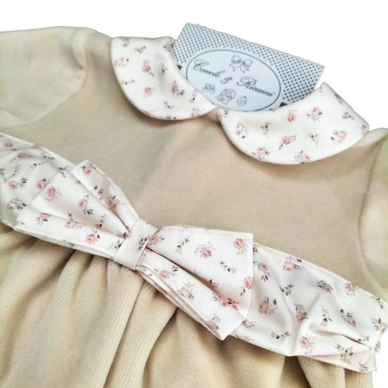 Clinico neonata in ciniglia Teto&Tatta 1 mese color crema e rosa - 