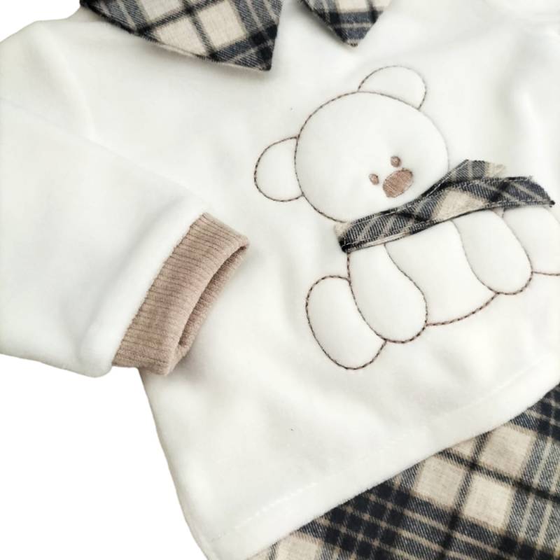 Capa clínica Teto&Tatta em chenille para bebé de 1 mês com rola azul e branca - 