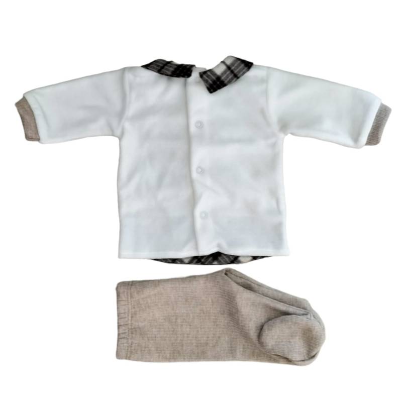 Coprifasce clinico neonato in ciniglia 1 mese Teto&Tatta tortora blu e bianco - 